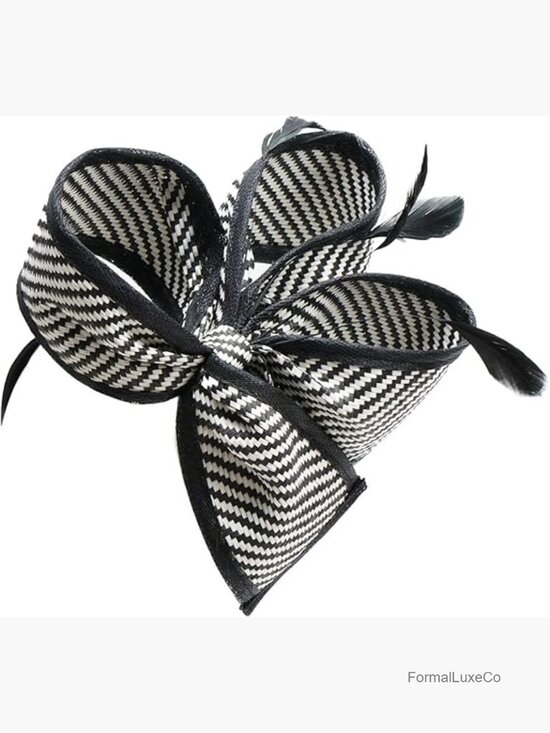 Derby Fascinator Hat with Sinamay Bow, Adjustable, Lightweight